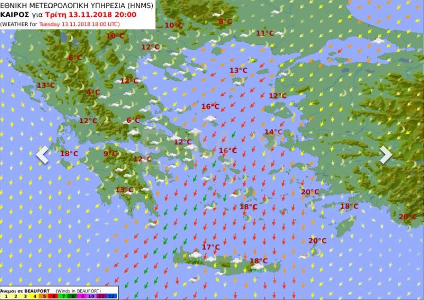 καιρός, άνεμοι